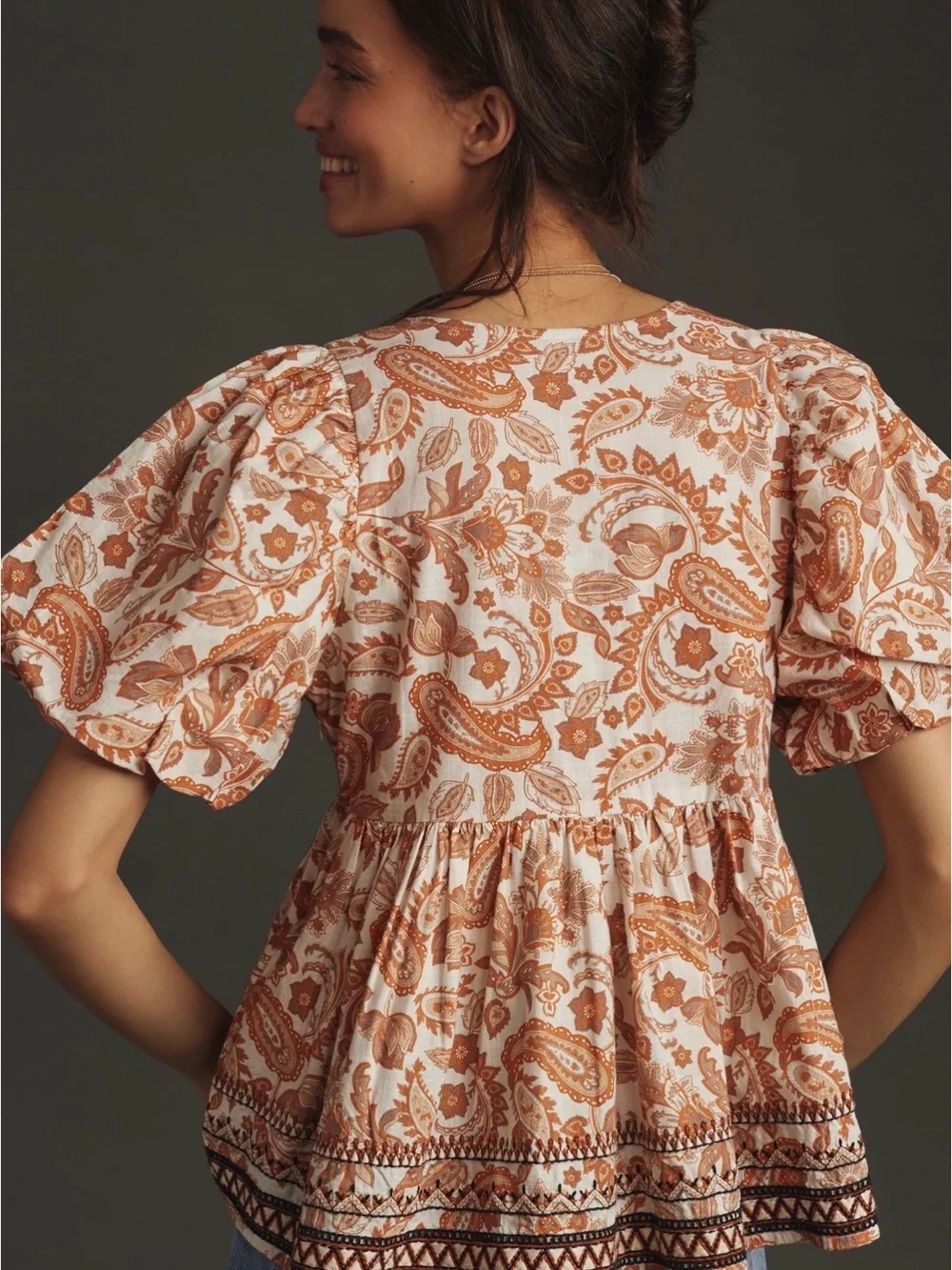 Anthropologie puff sleeve babydoll blouse size xxs